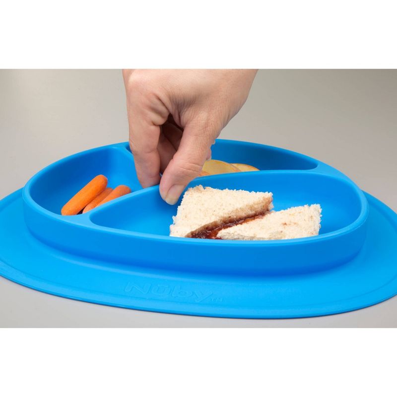 Nuby Oval Sectioned feeding mat - Blue, 3 of 5
