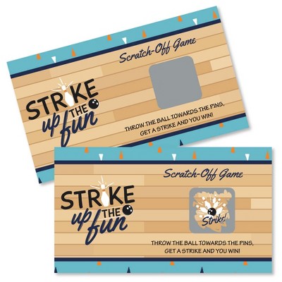 Big Dot of Happiness Strike Up the Fun - Bowling - Birthday Party or Baby Shower Party Game Scratch Off Cards - 22 Count