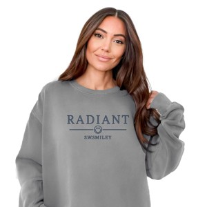 Simply Sage Market S.W.Smiley Embroidered Radiant Smiley Outline Garment Dyed Sweatshirt - 1 of 4