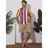 Lars Amadeus Men's Stripe Short Sleeved Color Block Button Down Beach Shirt - 3 of 4