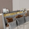 PAGED Bed Frame Modern Bed Frame with LED, 4 Under-bed Portable Storage Drawers, Wings Headboard Design, Box Spring Not Required - 2 of 4