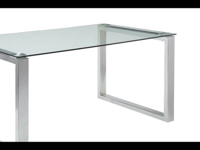 Clear Glass and Chrome Rectangular Dining Table for Six