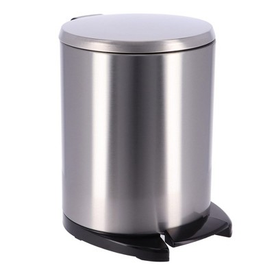Evideco French Home Goods Soft Close Lid Round Metal Step Trash Can Waste Bin 6-liters-1.6-gal.
