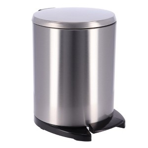 Evideco French Home Goods Soft Close Lid Round Metal Step Trash Can Waste Bin 6-liters-1.6-gal. - 1 of 4