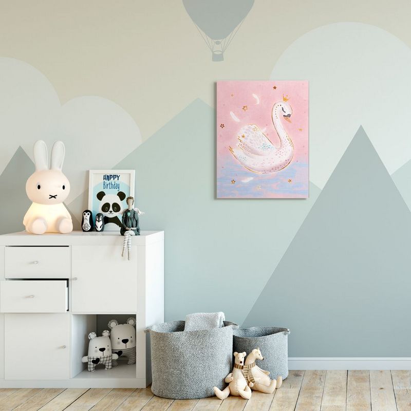Stupell Industries Princess Swan Lake Girl's Nursery Animal Illustration Gallery Wrapped Canvas Wall Art, 24 x 30, 3 of 5