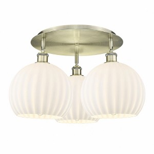 White Venetian - 3 Light Flush Mount In Modern Style-12.75 Inches Tall and 21.75 Inches Wide - 1 of 1