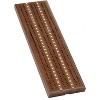 WE Games Deluxe Cribbage Set - Solid Wood with Inlay Sprint 3 Track Board with Easy Grip Pegs, Deck of Cards & Canvas Storage Bag - 2 of 4
