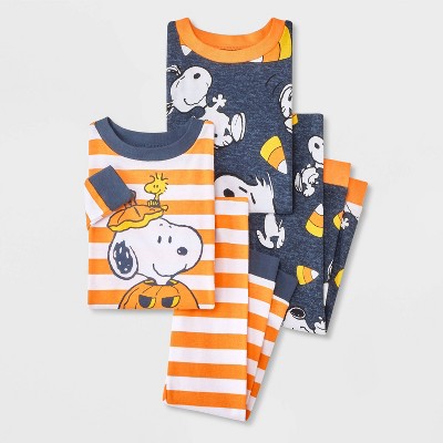 Toddler 4pc Snug Fit Peanuts And Snoopy Cotton Halloween Pajama Set Orange Target