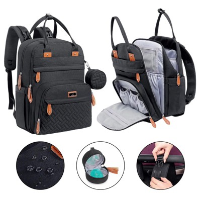 BabbleRoo Diaper Bag Backpack Stylish Hands-Free Baby Bag with Changing Pad, Stroller Straps & Water-Resistant