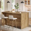 Lantine 59-Inch Kitchen Island with Storage, 3-Tier Farmhouse Stationary Island Table with Large Worktop & Seating Area for Dining Room, Light Wood - 4 of 4