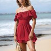 EXLURA Women's Summer Ruffle Short Sleeve Tie Back Romper Dress Square Neck A Line Cute Dressy Short Jumpsuits - 4 of 4