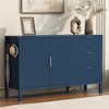 Lyngins Sideboard Buffet Cabinets with 3 Drawers,Hooks,Extra Center Leg,Wave-Pattern Coffee Bar Cabinets,Credenzas for Kitchen,Entryway - 2 of 4