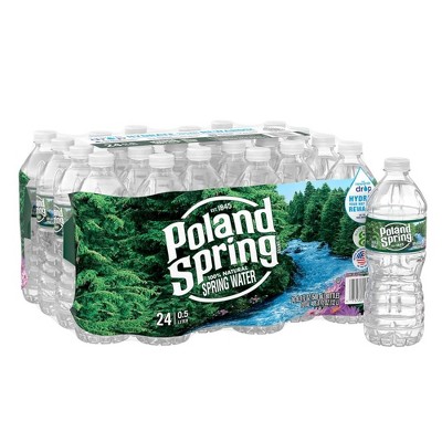 Poland Spring Natural Spring Water - 16.9 oz Plastic Bottle (Pack of 24)