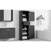 Akoasm MDF Tall Floor Bathroom Storage Cabinet With Drawers & Adjustable Shelf-Black - 4 of 4