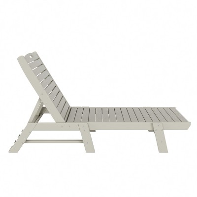 Sand Polypropylene Outdoor Chaise Lounge Chair Set with Side Table
