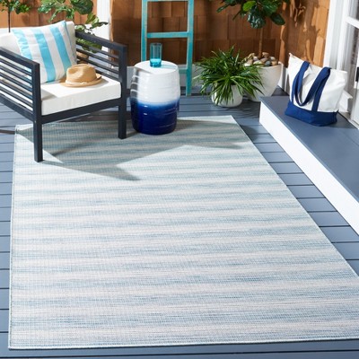 Aqua Ivory Multi Rectangular Synthetic Indoor/Outdoor Area Rug 5'1" x 7'6"