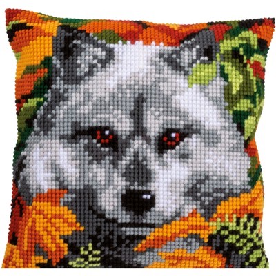 Vervaco Counted Cross Stitch Cushion Kit 16"X16"-Wolf