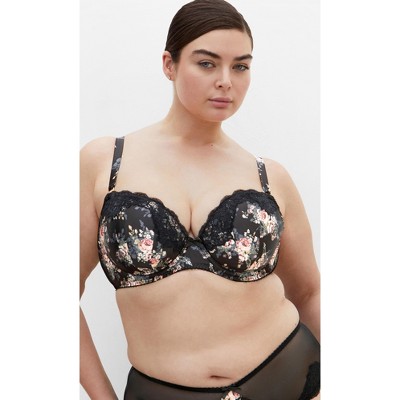 Women's Plus Size Romy Print Uplift Bra - black | CITY CHIC