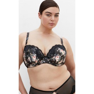 Women's Plus Size Romy Print Uplift Bra - black | CITY CHIC - 1 of 4