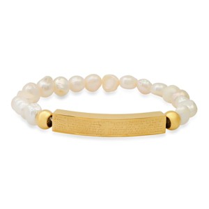 Steeltime Ladies freshwater pearls and stainless steel Prayer id bracelet. Color Options: Gold, Rose Gold - 1 of 4