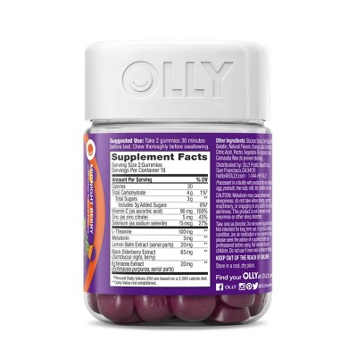 OLLY Immunity Sleep Gummies - Elderberry - 36ct