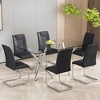 DOMETOUR Set of 6 Modern Faux Leather Dining Chairs with Metal Legs, Upholstered Seat for Kitchen, Living, Bedroom (Black PU) C-001 - 2 of 4