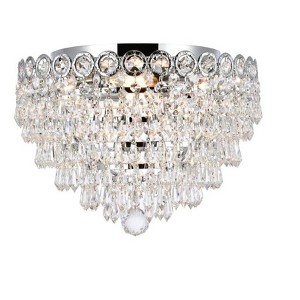 Elegant Lighting Century 4 light Chrome Flush Mount Clear Royal Cut Crystal - 1 of 4