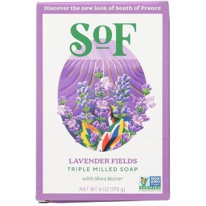South of France Bar Soap Lavender Fields 6 Oz French Milled Moisturizing Soap with Relaxing Lavender Scent for Soft, Clean Skin - 1 of 4