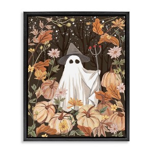Stupell Industries Ghost in Floral Pumpkin Patch Floating Frame Canvas Art - 1 of 4