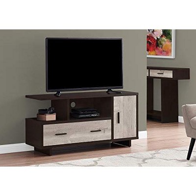 Monarch Specialties Tv Stand 48 Inch Console Media Entertainment Center Storage Cabinet Drawers Laminate Brown Contemporary Modern