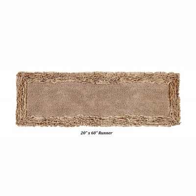 Beige Shaggy Border 100% Cotton 20" x 60" Bath Rug