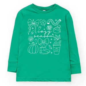 Cozy Season Coquette Icons - Toddler Long Sleeve Graphic Tee and Youth Long Sleeve Graphic T-Shirt - 1 of 3