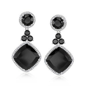 Ross-Simons Onyx and .70 ct. t.w. White Topaz Drop Earrings in Sterling Silver - 1 of 2