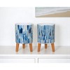 HomeRoots Set of Two Blue Terra Cotta And White Ceramic 2 Ounce Round Raised Pot Planters - 2 of 4