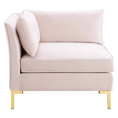 Luxe Pink Velvet 103" Three-Piece Sectional Sofa