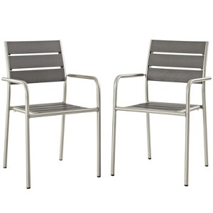 Modway Shore Outdoor Patio Aluminum Dining Rounded Armchair Set of 2 - 1 of 4