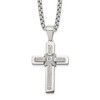 Chisel Stainless Steel Polished with Cubic Zirconia Cross Pendant on a 22" Box Chain Necklace - 2 of 4
