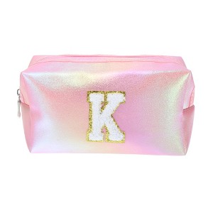 Unique Bargains Women's Durable Letter K Cosmetic Bag Pink 1 Pc - 1 of 3