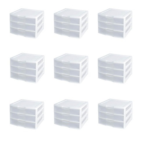 New Sterilite White Clear Countertop 3 Drawer Desktop Storage