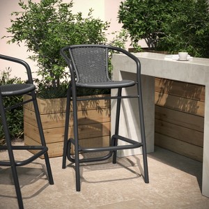 Flash Furniture Lila Commercial Grade Indoor-Outdoor PE Rattan Restaurant Barstool with Aluminum Frame and Footrest - 1 of 4