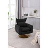 Akoasm Upholstered Fabric Velvet 360 Degree Swivel Accent Sofa Armchair For Living Room & Bedroom-Black - 4 of 4