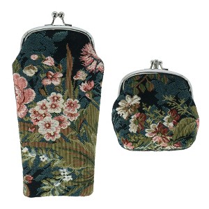 CTM Women's Floral Print Tapestry Glasses Case and Coin Purse Set - 1 of 4
