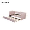 Twin Size Daybed, Velvet Upholstered Platform Bed Frame with Tufted Design and Twin Size Trundle Bed -Frevyn - 4 of 4