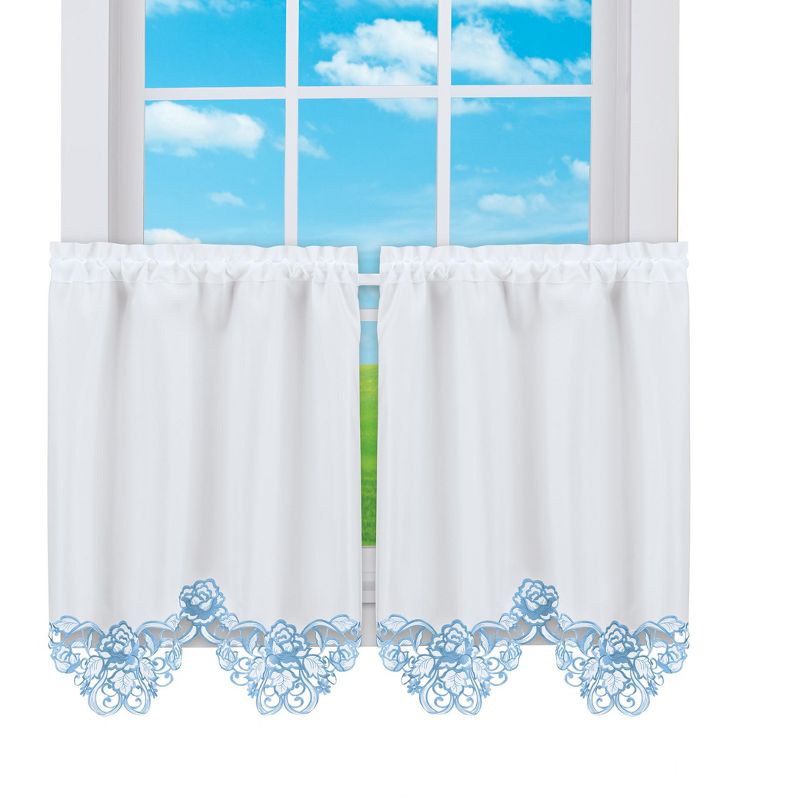 Collections Etc Rose Border Cut-out Curtains, 1 of 5