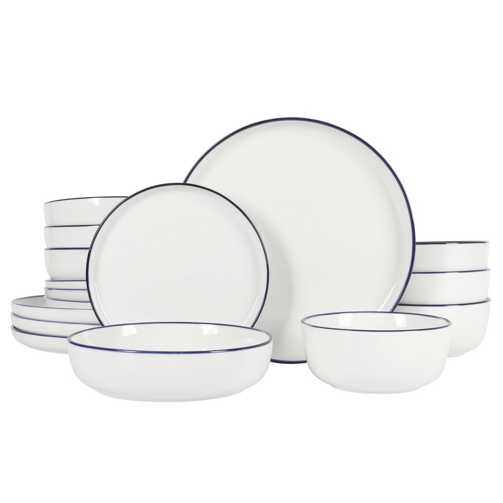 Photos - Glass Gibson Home Oslo 16pc Dinnerware Set Blue Rim