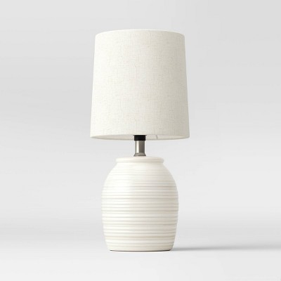 Embossed Striped Pattern Ceramic Mini Lamp White (Includes LED Light Bulb) - Threshold™