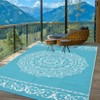 Outdoor Retro Reversible Woven Plastic Straw Rug Vintage Portable Large Area Rugs for Camping Garden Backyard Decor Waterproof Low Pile Picnic Mat - 2 of 4