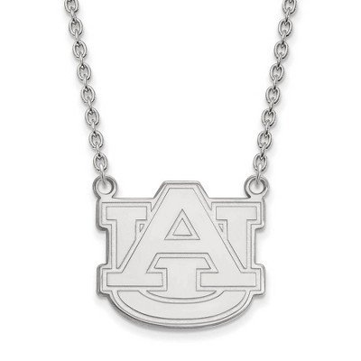 Black Bow Jewelry 10k White Gold Auburn Tigers NCAA Necklace 18 Inch