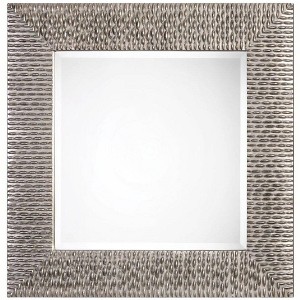 Uttermost Square Vanity Decorative Wall Mirror Modern Beveled Distressed Metallic Silver Leaf Frame 40" Wide for Bathroom Bedroom - 1 of 2