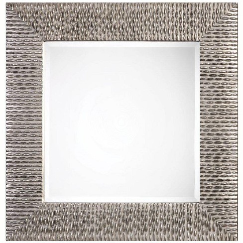 Uttermost Square Vanity Decorative Wall Mirror Modern Beveled Distressed Metallic Silver Leaf Frame 40" Wide for Bathroom Bedroom - image 1 of 2